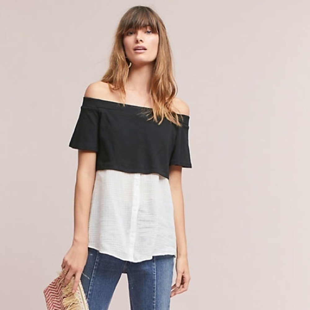 Anthropologie Layered Off-The-Shoulder Tunic